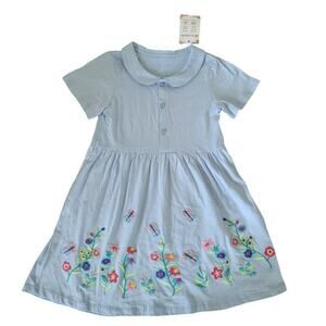 Youlebao Blue Embroidered Dress